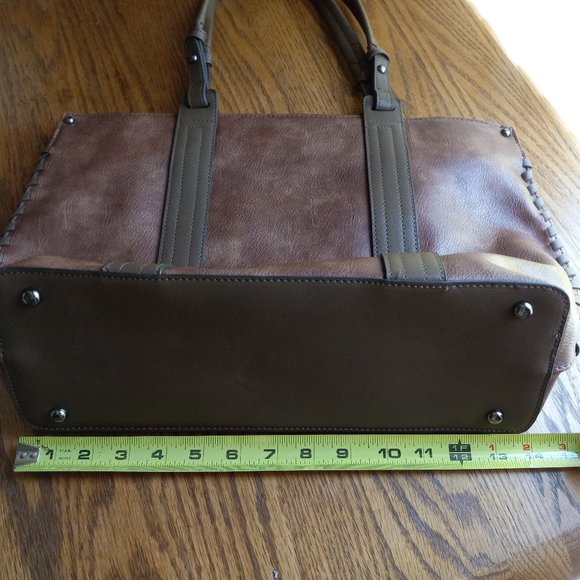 NWOT Brown Vegan Leather Whipstitch Detail Purse SouthwesternMinimalist OldMoney - Picture 11 of 16